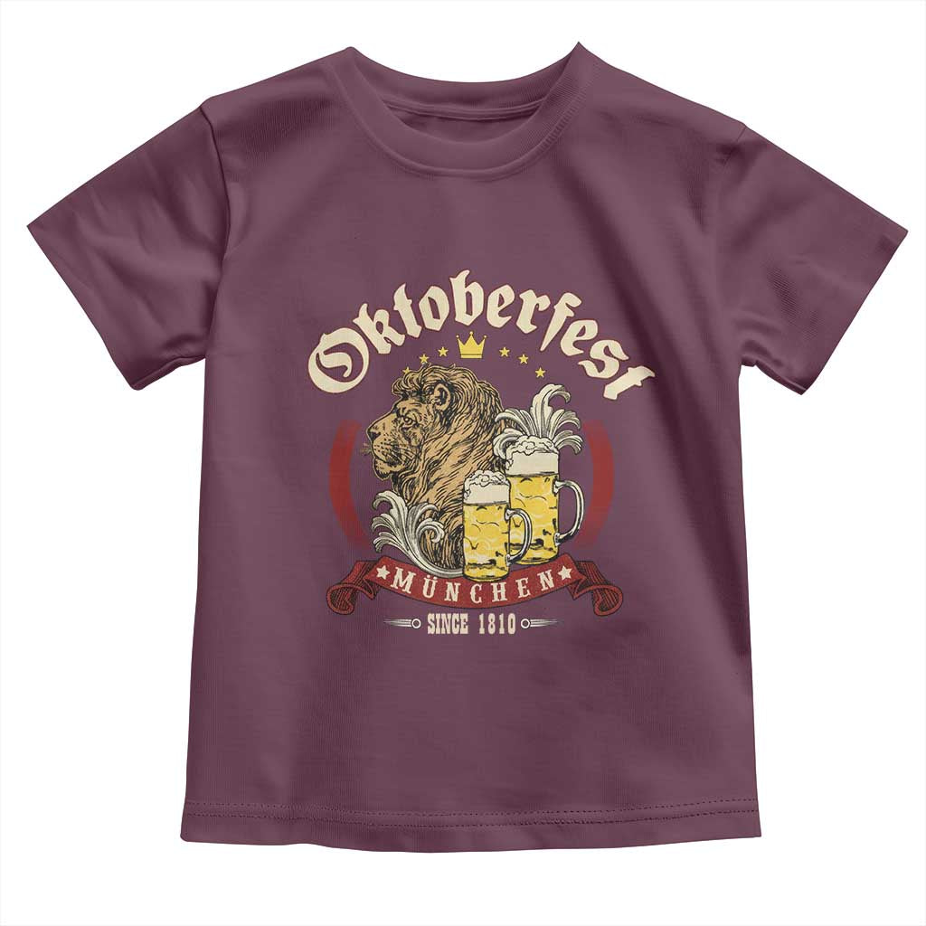 Oktoberfest Munchen Toddler T Shirt Munich Since 1810 Bavarian Lion and Beer TS02 Maroon Print Your Wear