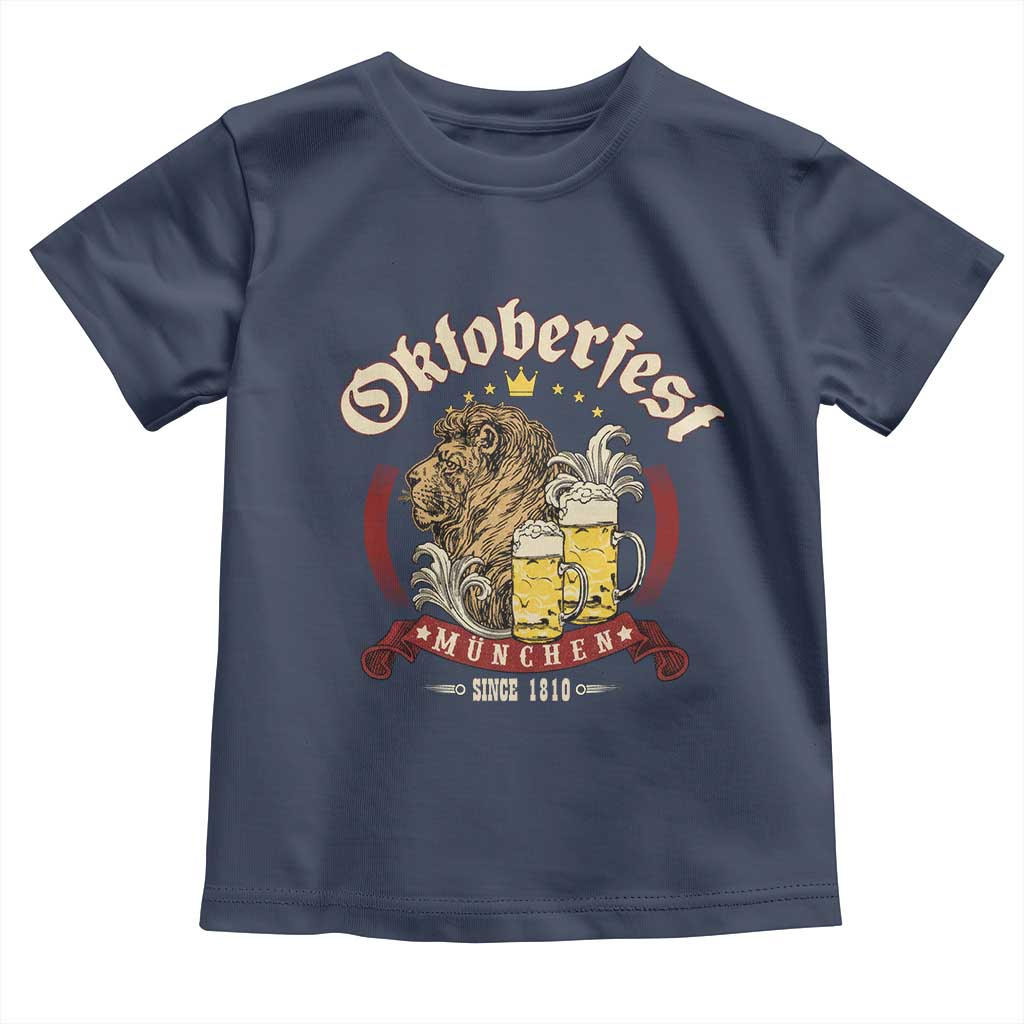 Oktoberfest Munchen Toddler T Shirt Munich Since 1810 Bavarian Lion and Beer TS02 Navy Print Your Wear