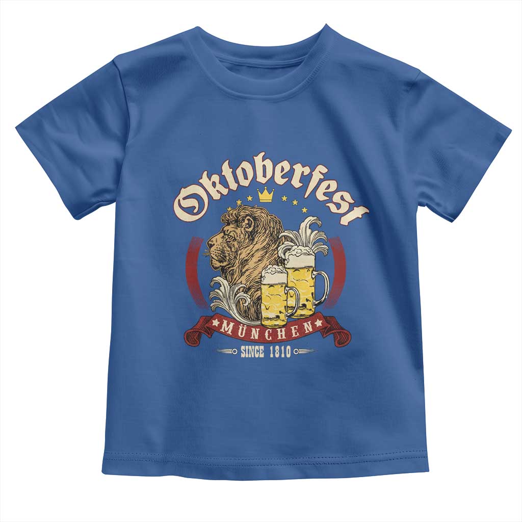 Oktoberfest Munchen Toddler T Shirt Munich Since 1810 Bavarian Lion and Beer TS02 Royal Blue Print Your Wear
