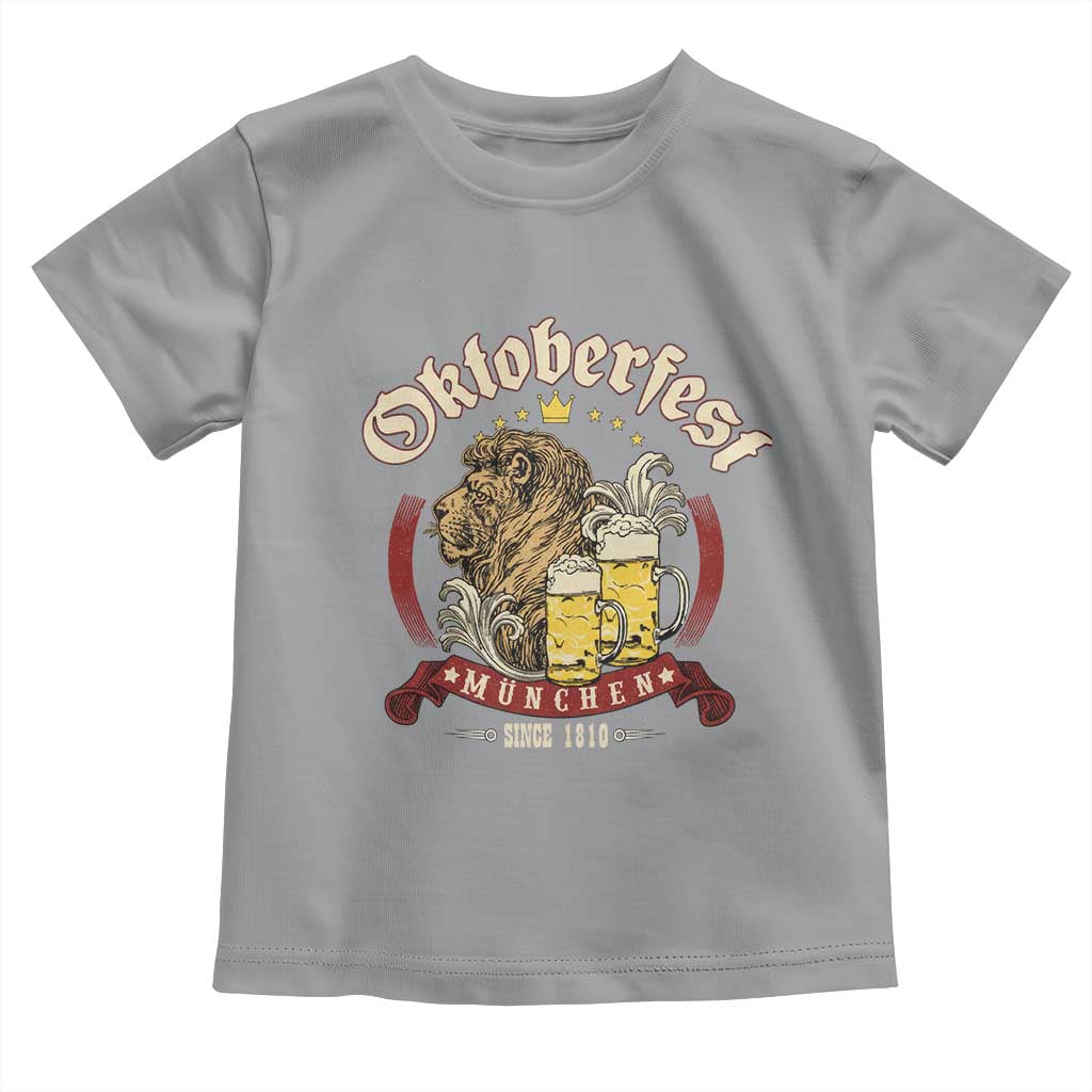 Oktoberfest Munchen Toddler T Shirt Munich Since 1810 Bavarian Lion and Beer TS02 Sport Gray Print Your Wear