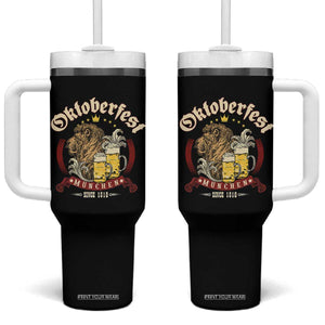 Oktoberfest Munchen Tumbler With Handle Munich Since 1810 Bavarian Lion and Beer TS02 One Size: 40 oz Black Print Your Wear