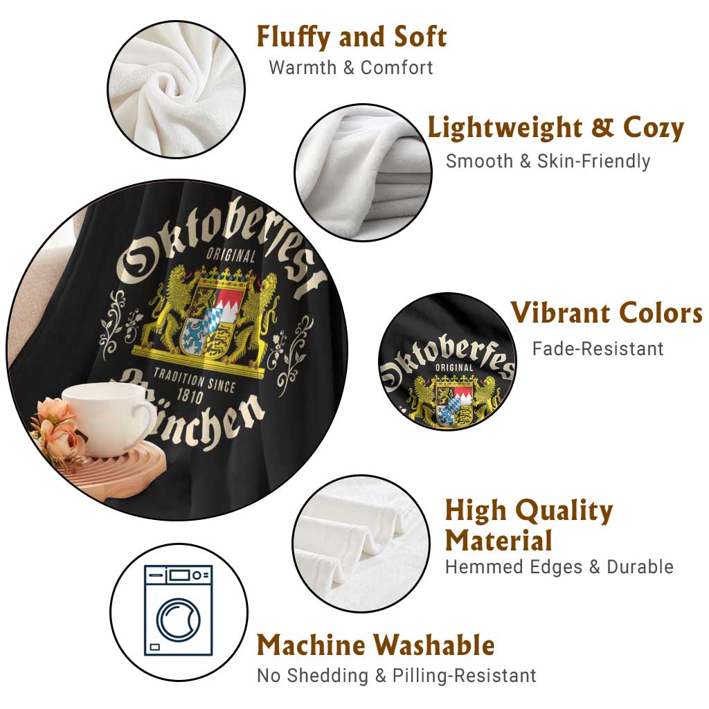Oktoberfest Munchen Since 1810 Throw Blanket Original Tradition Bavarian Coat of Arms Heritage Festival TS02 Print Your Wear