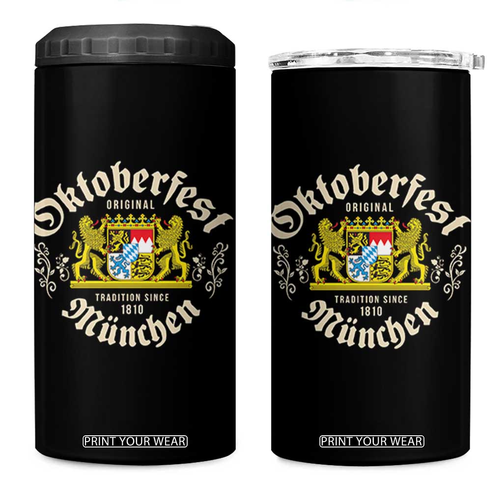 Oktoberfest Munchen Since 1810 4 in 1 Can Cooler Tumbler Original Tradition Bavarian Coat of Arms Heritage Festival TS02 One Size: 16 oz Black Print Your Wear