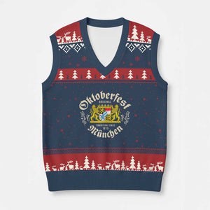 Oktoberfest Munchen Since 1810 V-Neck Knit Sweater Vest Original Tradition Bavarian Coat of Arms Heritage Festival TS02 Navy Red Print Your Wear