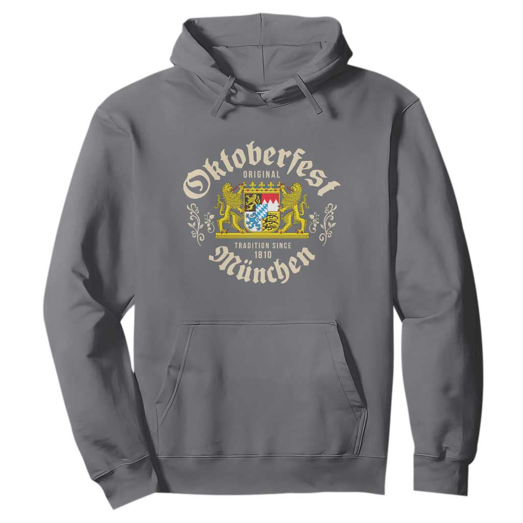 Oktoberfest Munchen Since 1810 Hoodie Original Tradition Bavarian Coat of Arms Heritage Festival TS02 Charcoal Print Your Wear