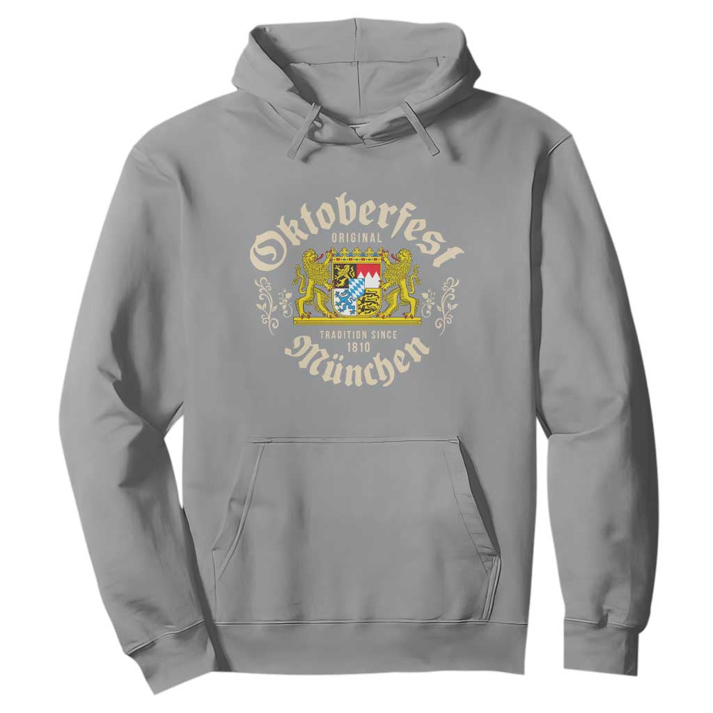 Oktoberfest Munchen Since 1810 Hoodie Original Tradition Bavarian Coat of Arms Heritage Festival TS02 Sport Gray Print Your Wear