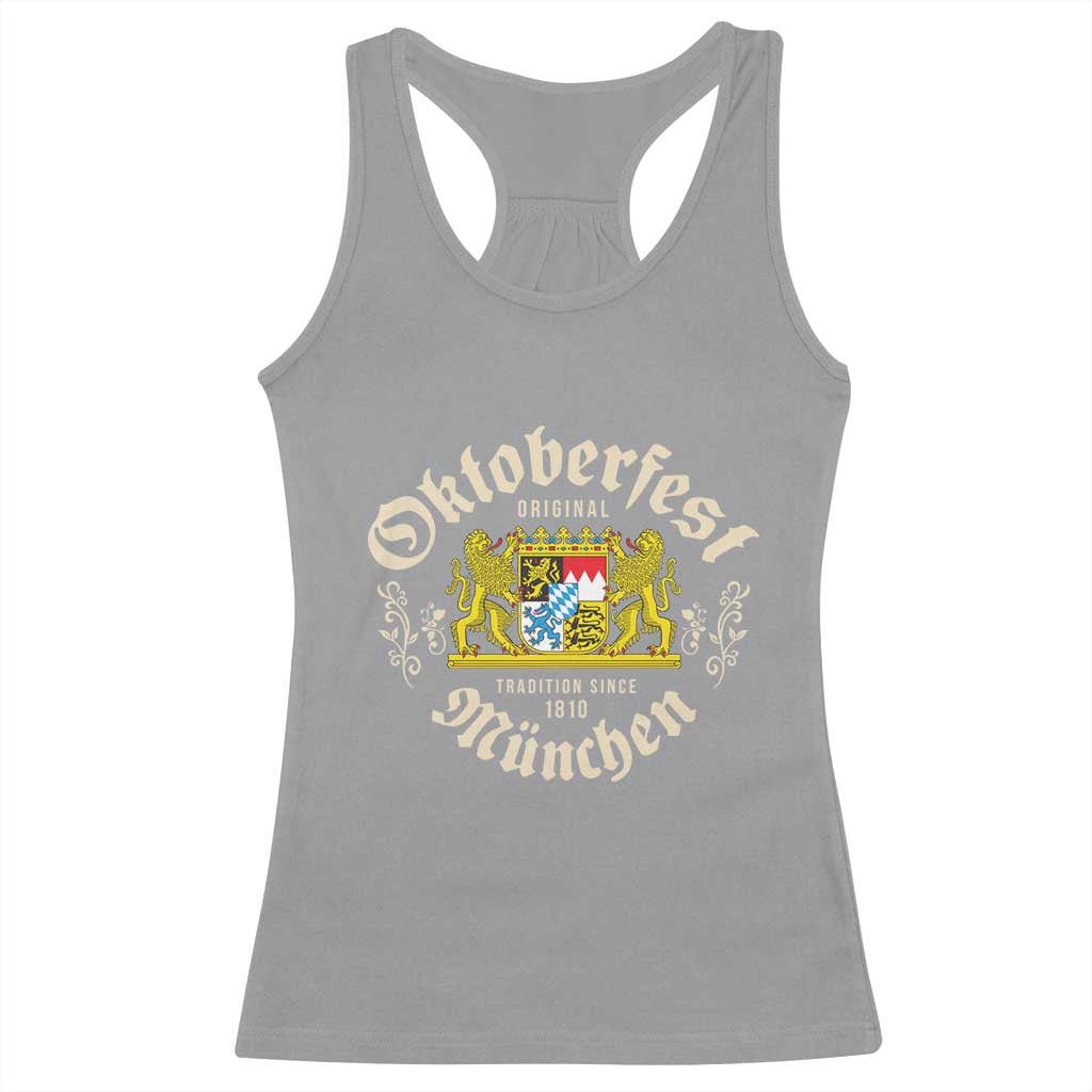 Oktoberfest Munchen Since 1810 Racerback Tank Top Original Tradition Bavarian Coat of Arms Heritage Festival TS02 Sport Gray Print Your Wear