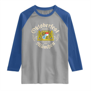 Oktoberfest Munchen Since 1810 Raglan Shirt Original Tradition Bavarian Coat of Arms Heritage Festival TS02 Sport Gray Royal Print Your Wear