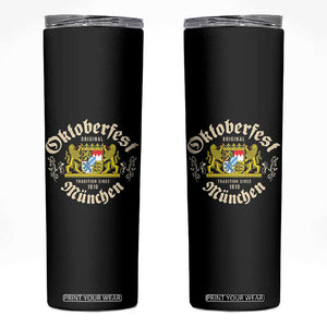 Oktoberfest Munchen Since 1810 Skinny Tumbler Original Tradition Bavarian Coat of Arms Heritage Festival TS02 Black Print Your Wear