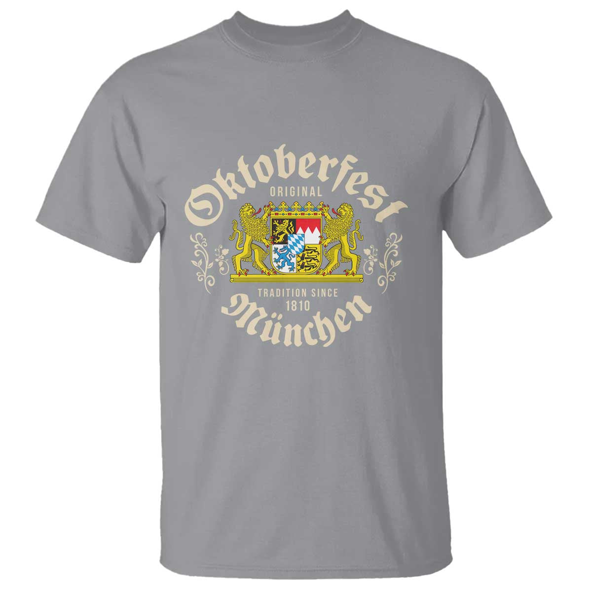 Oktoberfest Munchen Since 1810 T Shirt Original Tradition Bavarian Coat of Arms Heritage Festival TS02 Sport Gray Print Your Wear