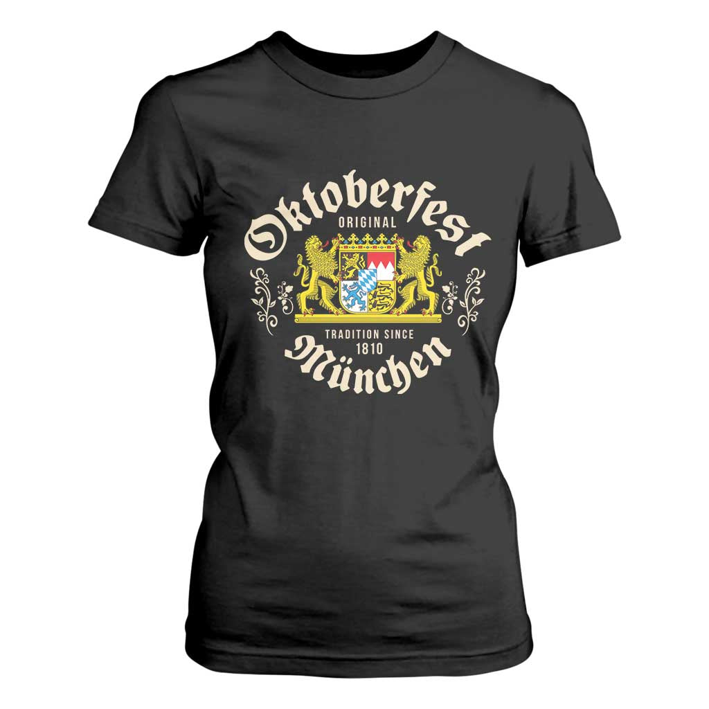 Oktoberfest Munchen Since 1810 T Shirt For Women Original Tradition Bavarian Coat of Arms Heritage Festival TS02 Black Print Your Wear