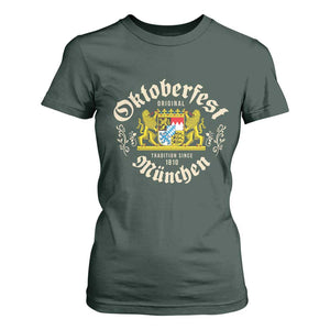 Oktoberfest Munchen Since 1810 T Shirt For Women Original Tradition Bavarian Coat of Arms Heritage Festival TS02 Dark Forest Green Print Your Wear