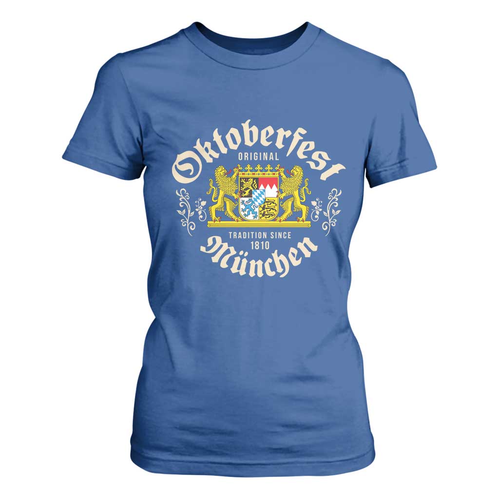 Oktoberfest Munchen Since 1810 T Shirt For Women Original Tradition Bavarian Coat of Arms Heritage Festival TS02 Royal Blue Print Your Wear