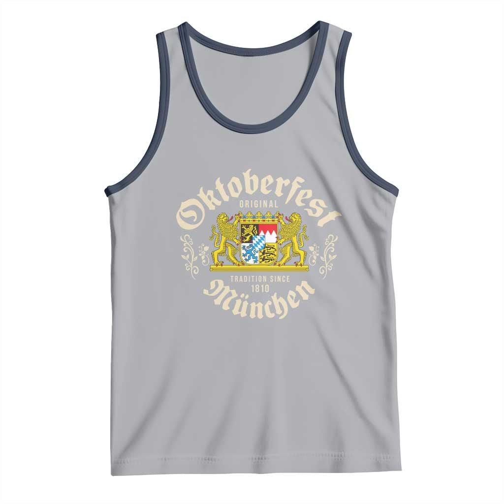Oktoberfest Munchen Since 1810 Tank Top Original Tradition Bavarian Coat of Arms Heritage Festival TS02 Athletic Heather Navy Print Your Wear