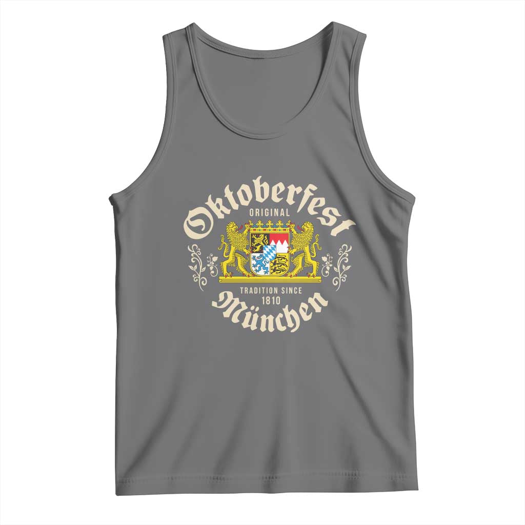Oktoberfest Munchen Since 1810 Tank Top Original Tradition Bavarian Coat of Arms Heritage Festival TS02 Black Heather Print Your Wear