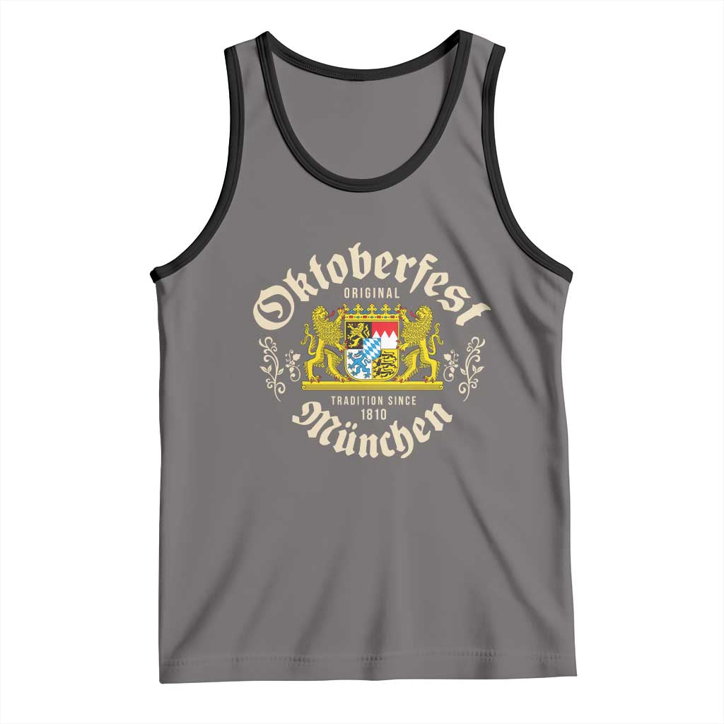 Oktoberfest Munchen Since 1810 Tank Top Original Tradition Bavarian Coat of Arms Heritage Festival TS02 Deep Heather Black Print Your Wear