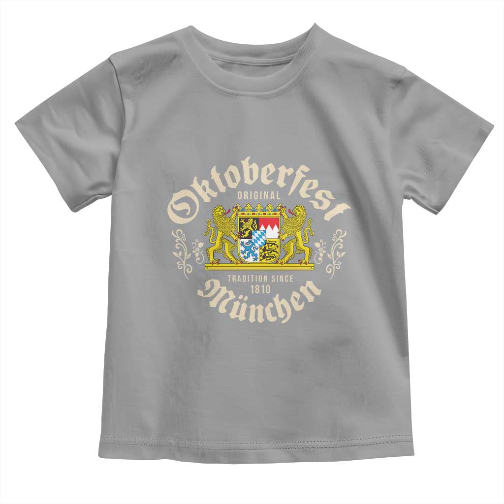 Oktoberfest Munchen Since 1810 Toddler T Shirt Original Tradition Bavarian Coat of Arms Heritage Festival TS02 Sport Gray Print Your Wear