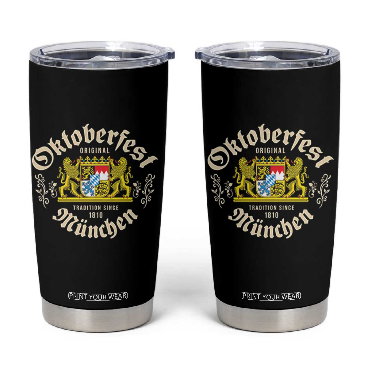 Oktoberfest Munchen Since 1810 Tumbler Cup Original Tradition Bavarian Coat of Arms Heritage Festival TS02 Black Print Your Wear