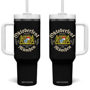 Oktoberfest Munchen Since 1810 Tumbler With Handle Original Tradition Bavarian Coat of Arms Heritage Festival TS02 One Size: 40 oz Black Print Your Wear
