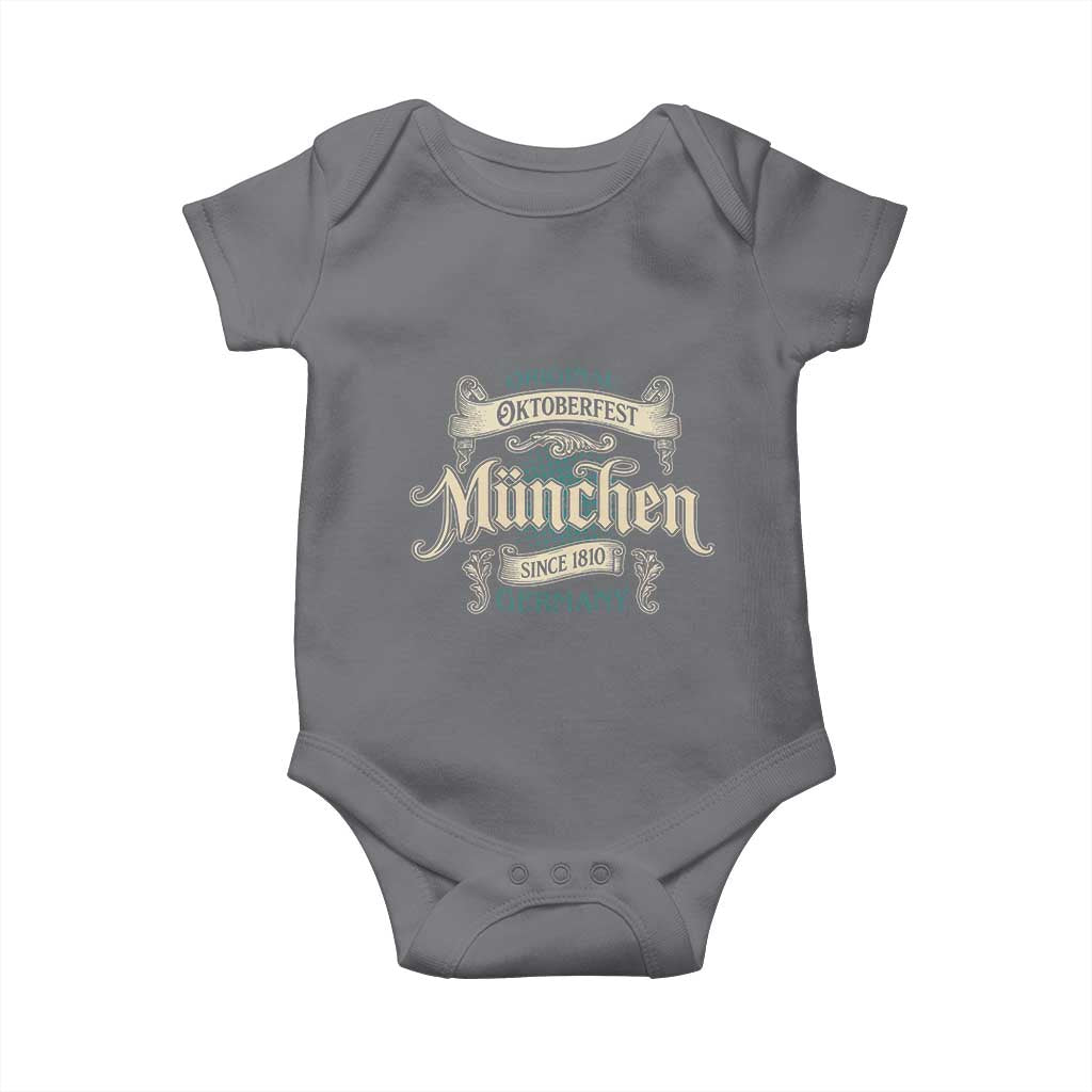 Original Oktoberfest Munchen Germany Baby Onesie Vintage Bavarian Festival Since 1810 TS02 Charcoal Print Your Wear