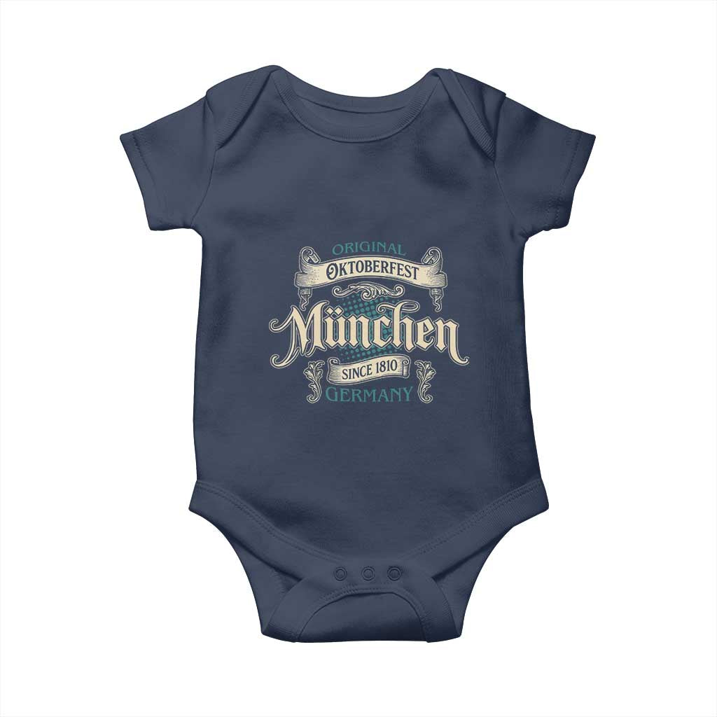 Original Oktoberfest Munchen Germany Baby Onesie Vintage Bavarian Festival Since 1810 TS02 Navy Print Your Wear