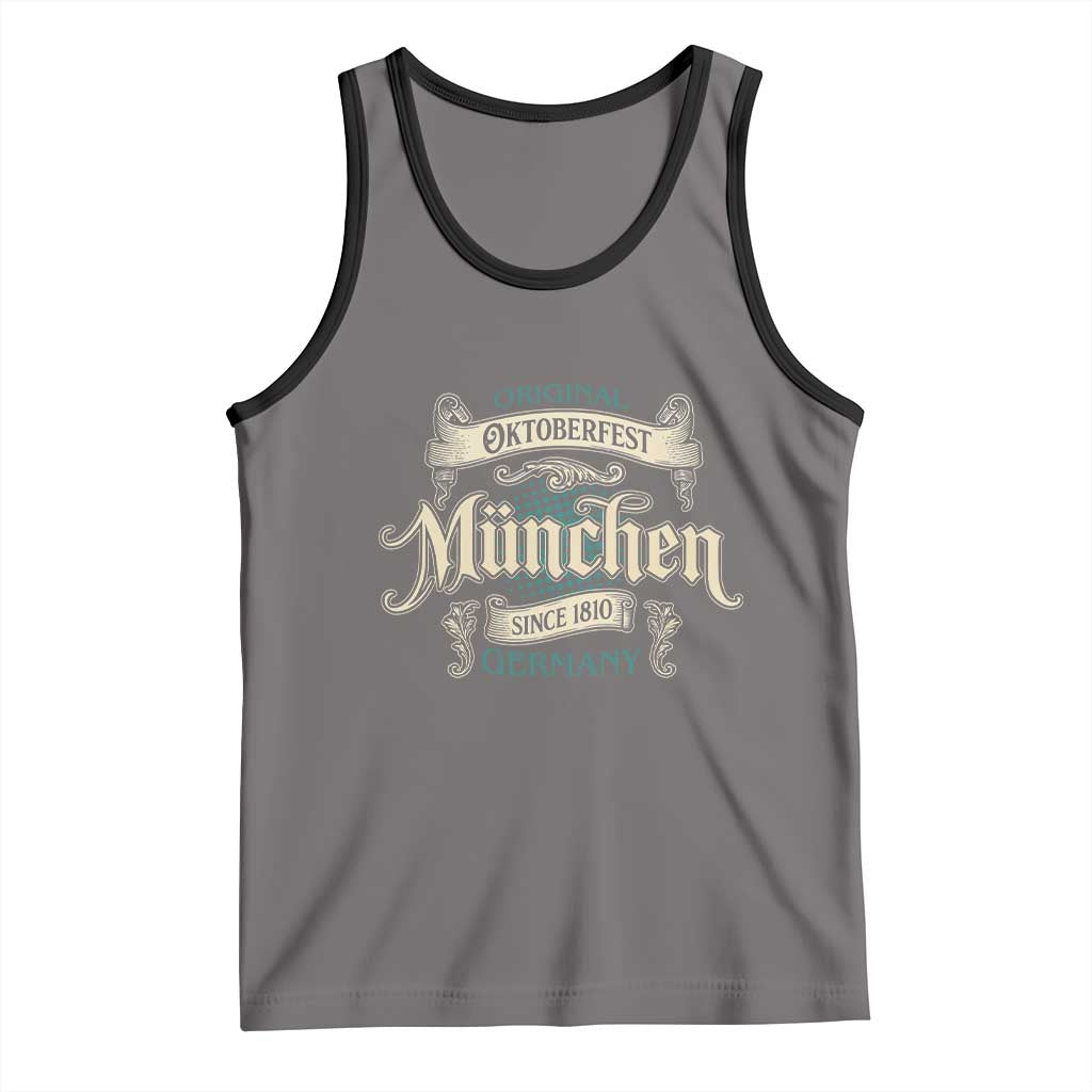 Original Oktoberfest Munchen Germany Tank Top Vintage Bavarian Festival Since 1810 TS02 Deep Heather Black Print Your Wear