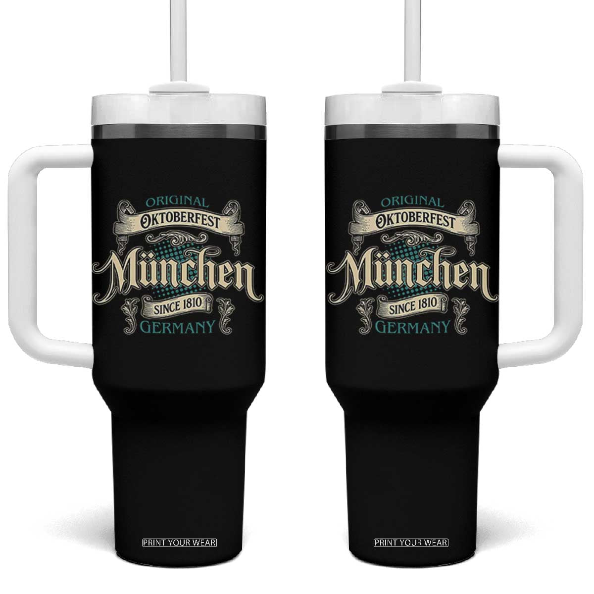 Original Oktoberfest Munchen Germany Tumbler With Handle Vintage Bavarian Festival Since 1810 TS02 One Size: 40 oz Black Print Your Wear