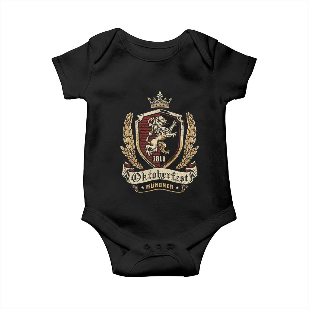 Oktoberfest Munchen Lion Crest Baby Onesie Classic Bavarian Festival TS02 Black Print Your Wear