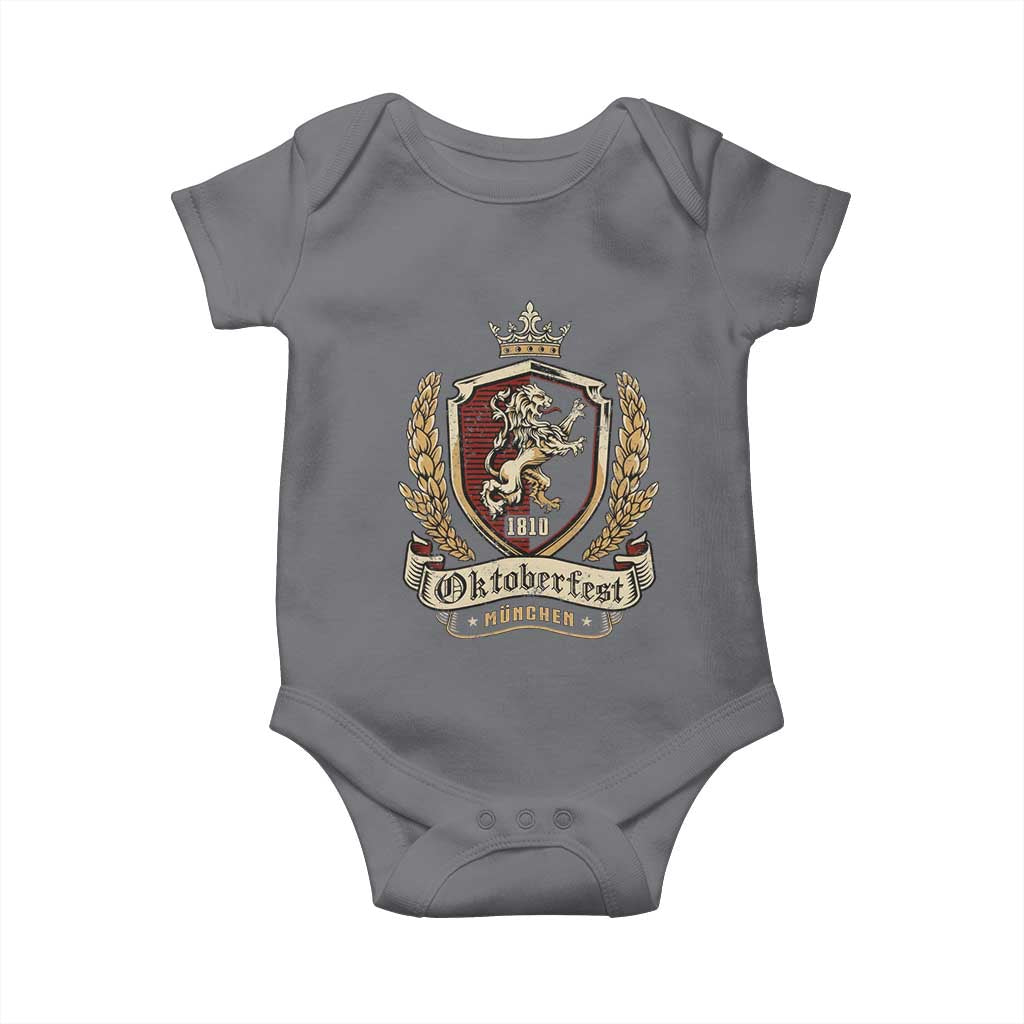 Oktoberfest Munchen Lion Crest Baby Onesie Classic Bavarian Festival TS02 Charcoal Print Your Wear