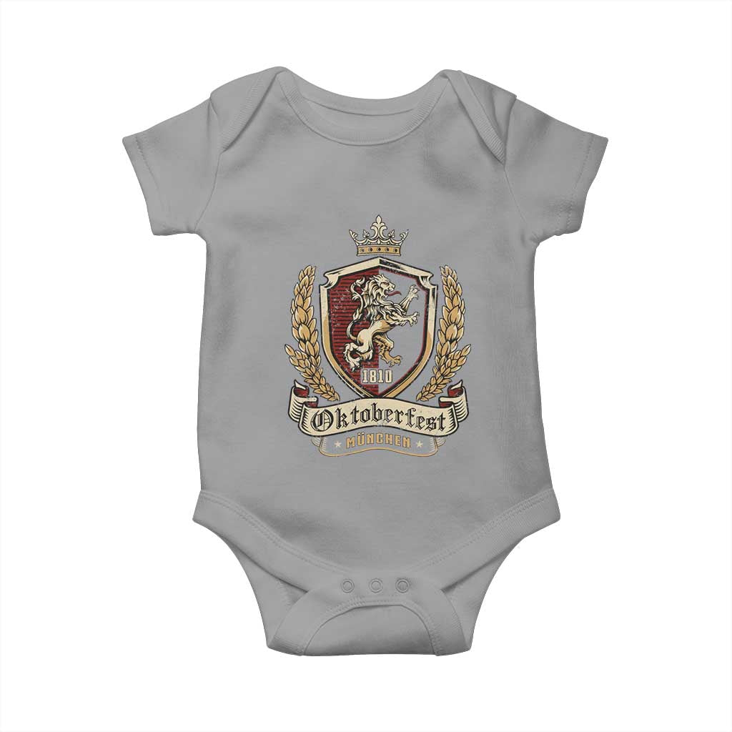 Oktoberfest Munchen Lion Crest Baby Onesie Classic Bavarian Festival TS02 Sport Gray Print Your Wear