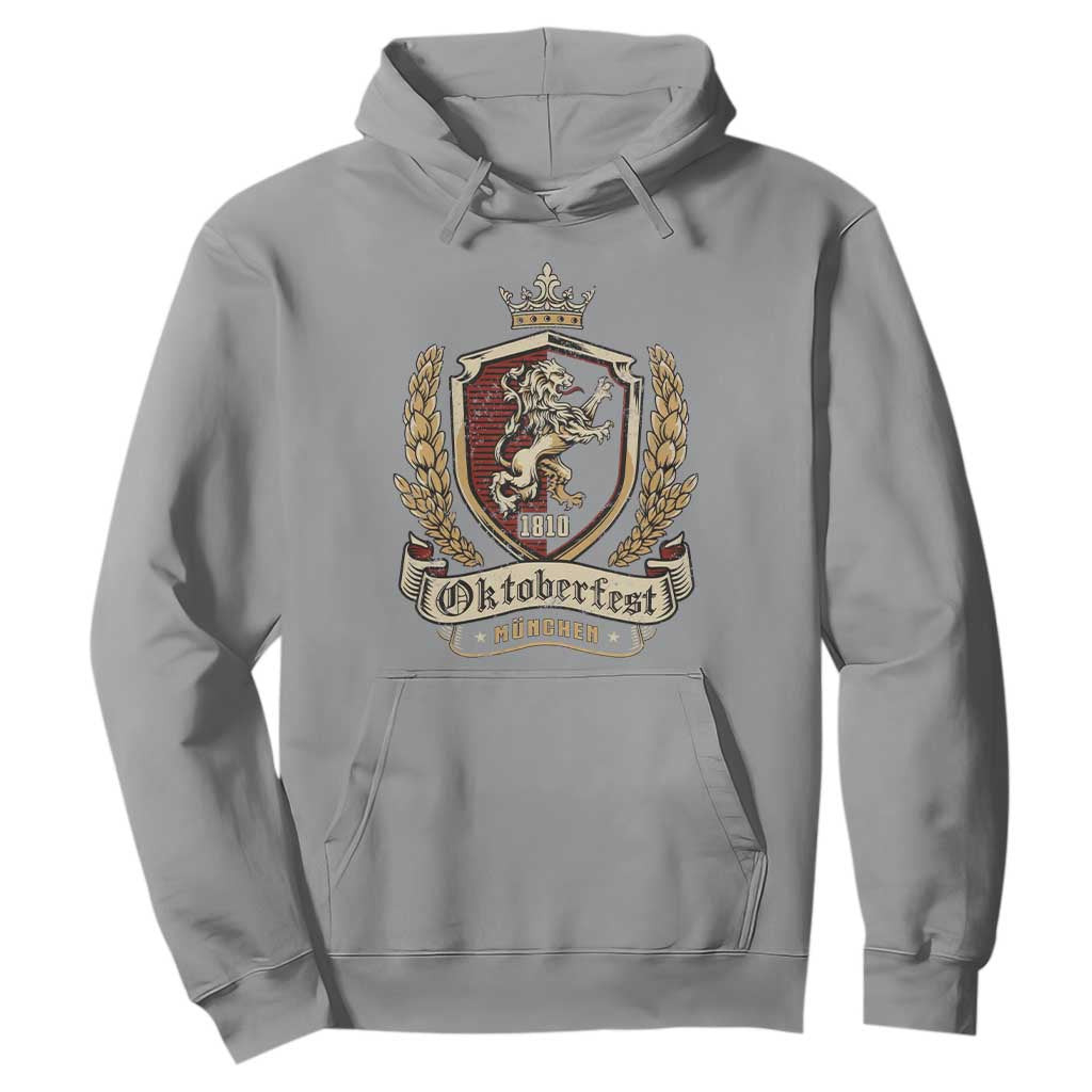 Oktoberfest Munchen Lion Crest Hoodie Classic Bavarian Festival TS02 Sport Gray Print Your Wear