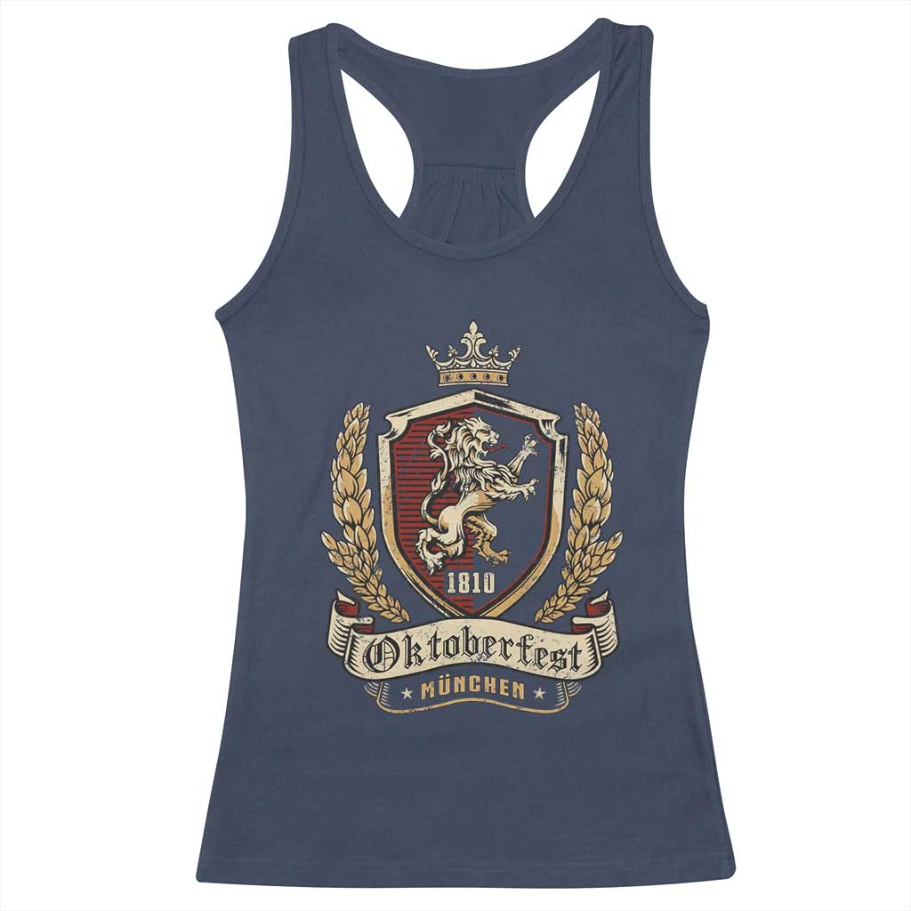Oktoberfest Munchen Lion Crest Racerback Tank Top Classic Bavarian Festival TS02 Navy Print Your Wear