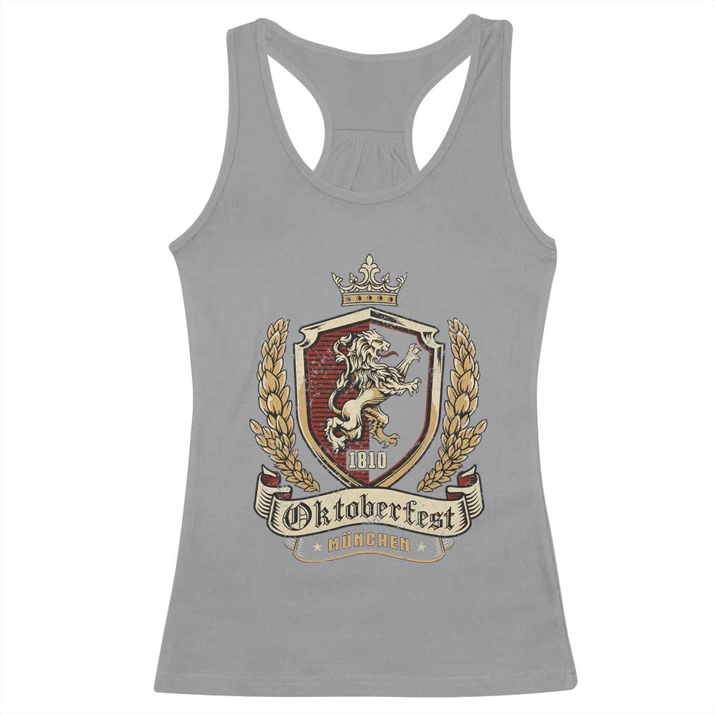 Oktoberfest Munchen Lion Crest Racerback Tank Top Classic Bavarian Festival TS02 Sport Gray Print Your Wear