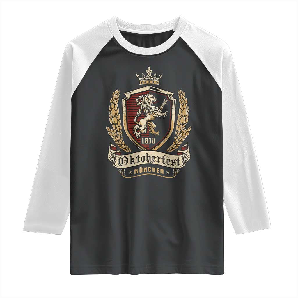 Oktoberfest Munchen Lion Crest Raglan Shirt Classic Bavarian Festival TS02 Black White Print Your Wear