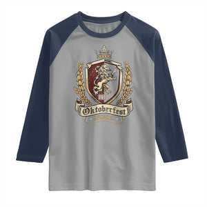 Oktoberfest Munchen Lion Crest Raglan Shirt Classic Bavarian Festival TS02 Sport Gray Navy Print Your Wear