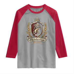 Oktoberfest Munchen Lion Crest Raglan Shirt Classic Bavarian Festival TS02 Sport Gray Red Print Your Wear