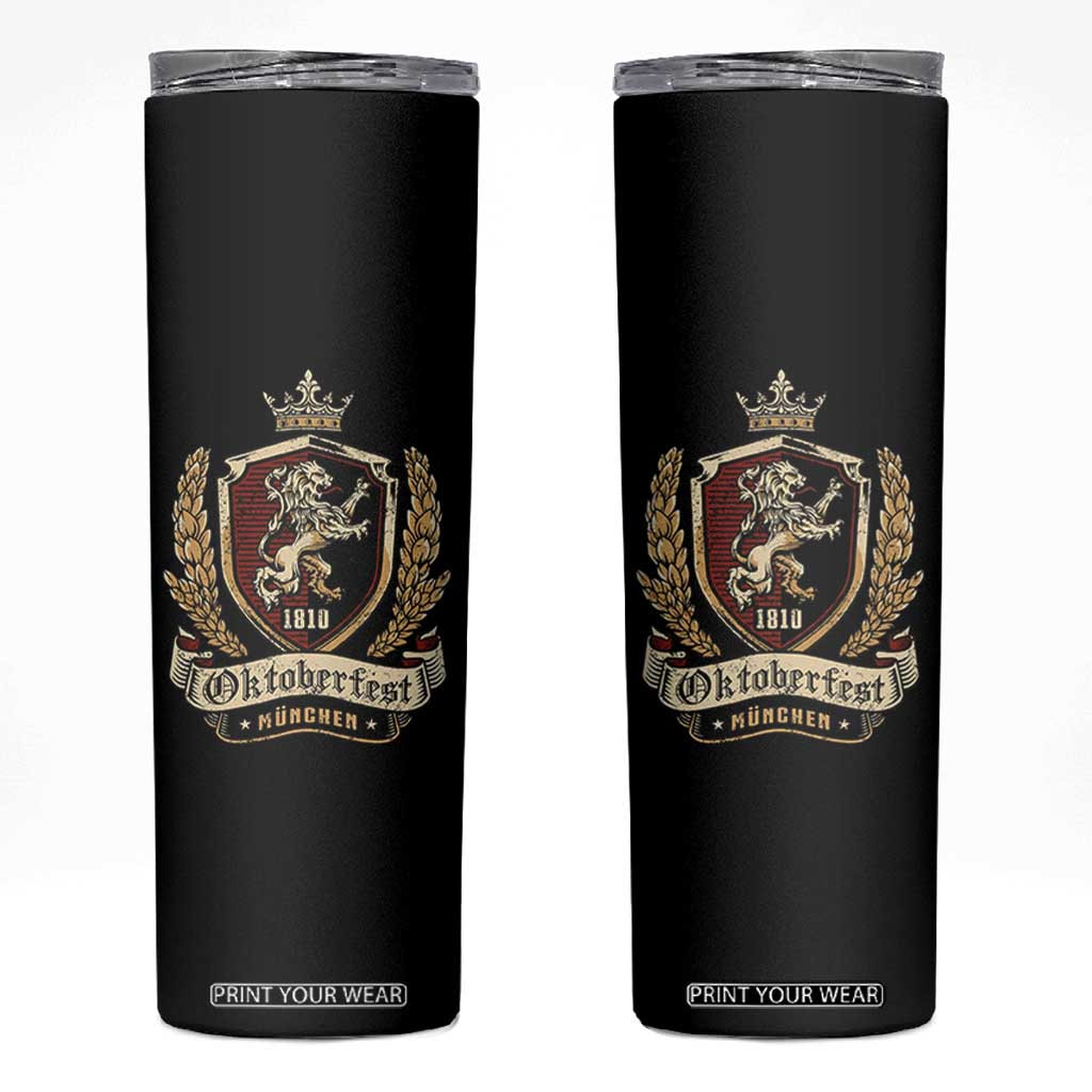 Oktoberfest Munchen Lion Crest Skinny Tumbler Classic Bavarian Festival TS02 Black Print Your Wear