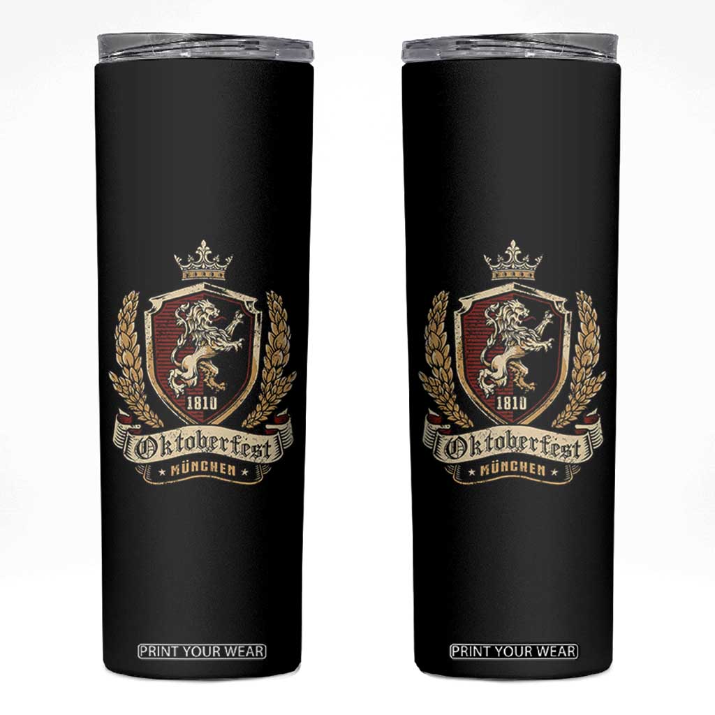 Oktoberfest Munchen Lion Crest Skinny Tumbler Classic Bavarian Festival TS02 Black Print Your Wear