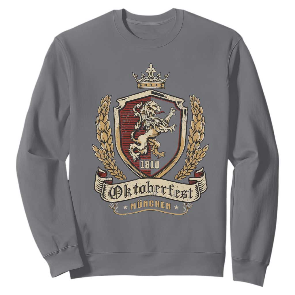 Oktoberfest Munchen Lion Crest Sweatshirt Classic Bavarian Festival TS02 Charcoal Print Your Wear
