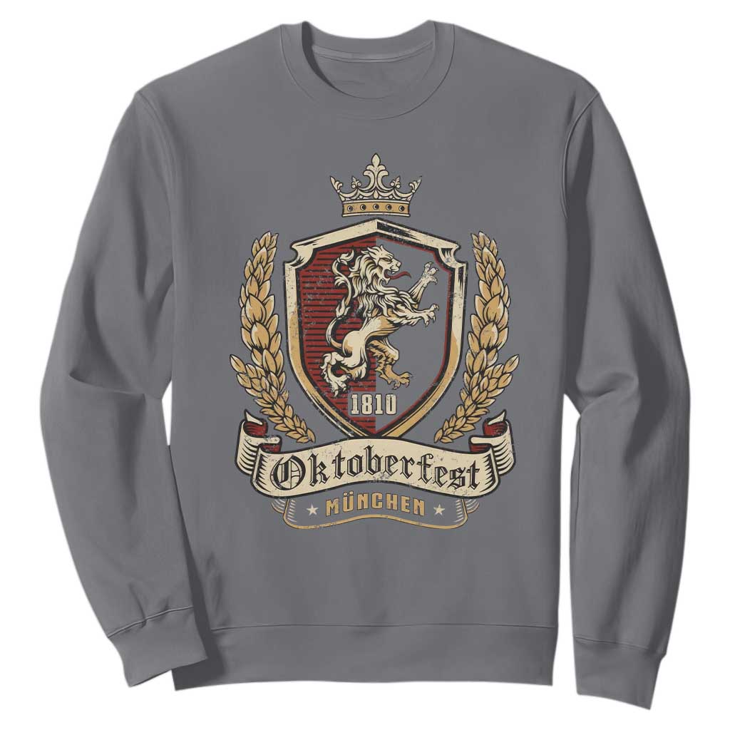 Oktoberfest Munchen Lion Crest Sweatshirt Classic Bavarian Festival TS02 Charcoal Print Your Wear