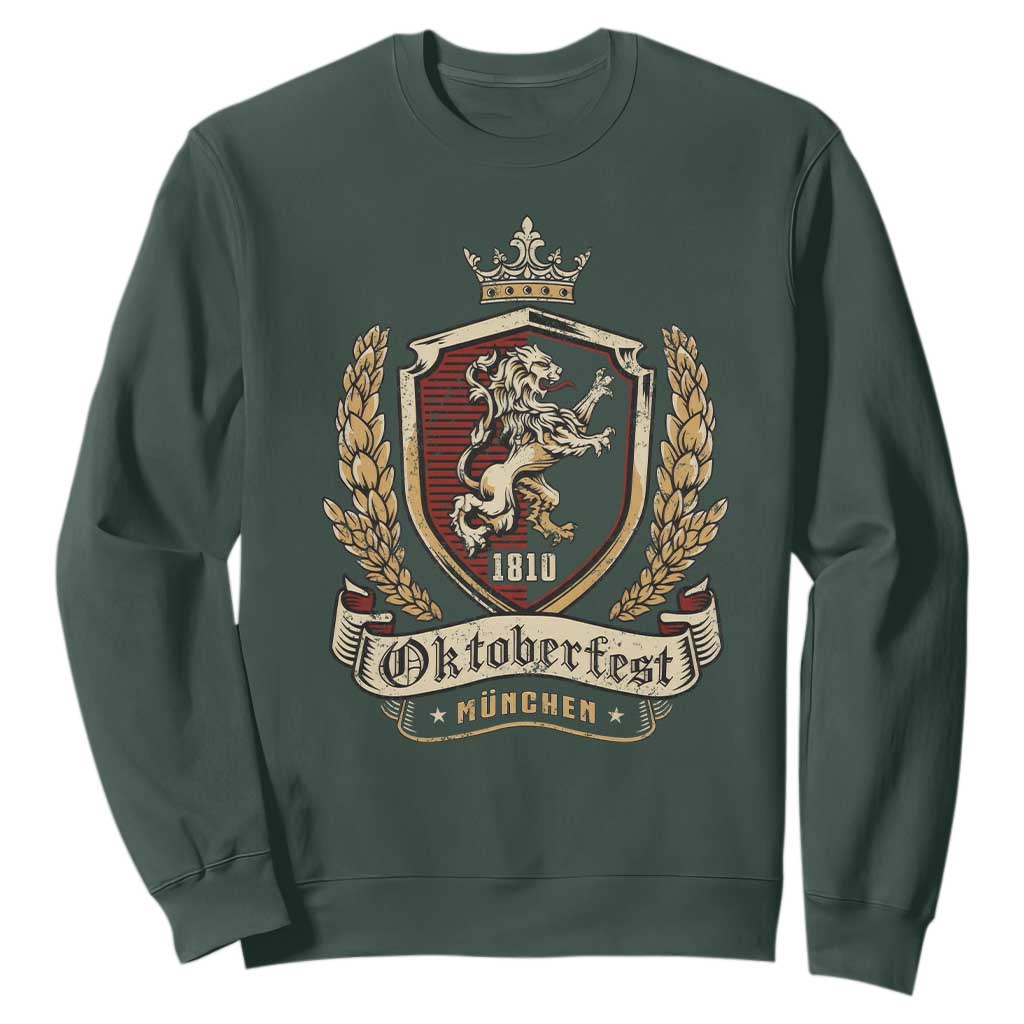 Oktoberfest Munchen Lion Crest Sweatshirt Classic Bavarian Festival TS02 Dark Forest Green Print Your Wear