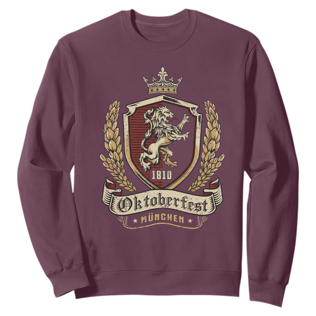 Oktoberfest Munchen Lion Crest Sweatshirt Classic Bavarian Festival TS02 Maroon Print Your Wear