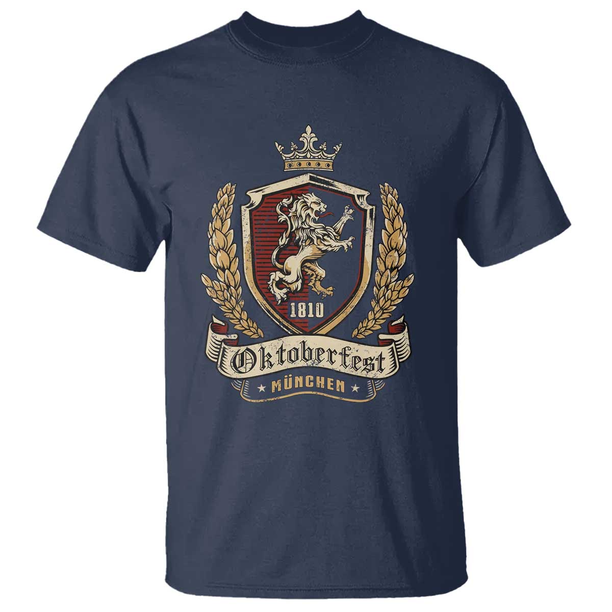 Oktoberfest Munchen Lion Crest T Shirt Classic Bavarian Festival TS02 Navy Print Your Wear