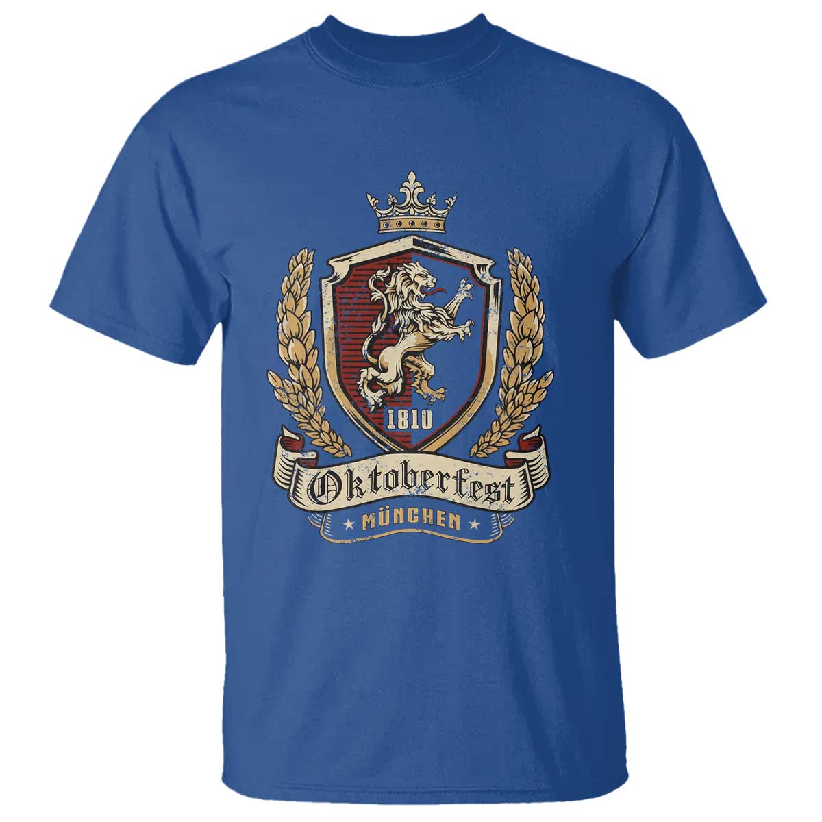 Oktoberfest Munchen Lion Crest T Shirt Classic Bavarian Festival TS02 Royal Blue Print Your Wear
