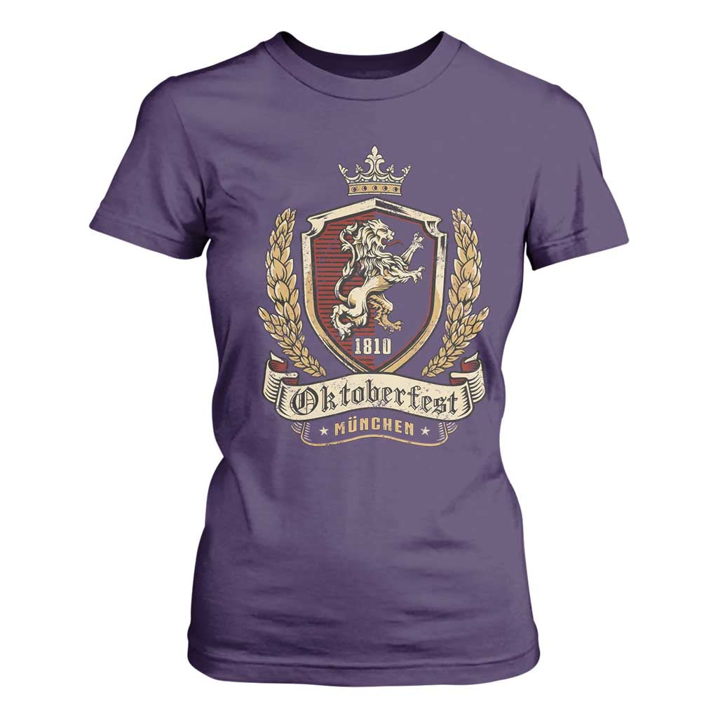 Oktoberfest Munchen Lion Crest T Shirt For Women Classic Bavarian Festival TS02 Purple Print Your Wear