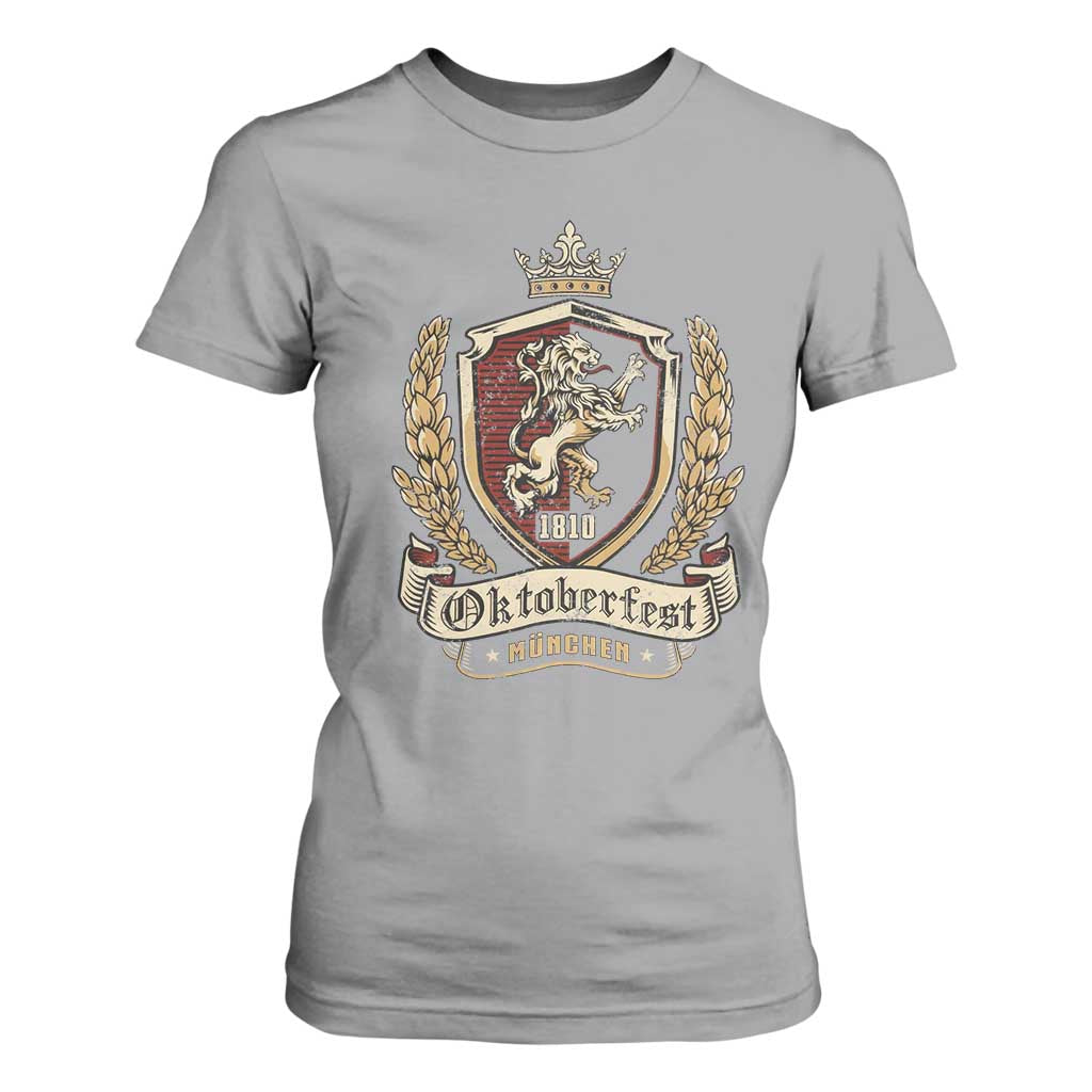 Oktoberfest Munchen Lion Crest T Shirt For Women Classic Bavarian Festival TS02 Sport Gray Print Your Wear