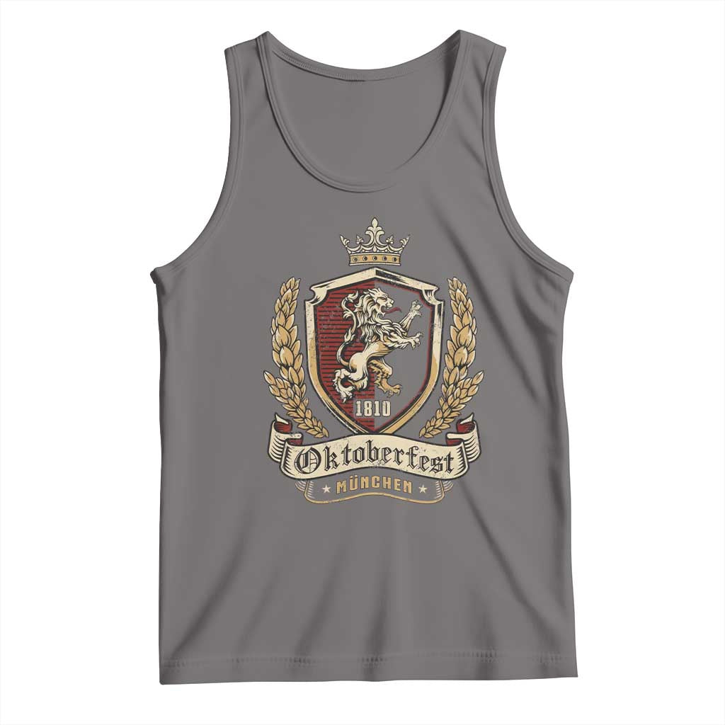 Oktoberfest Munchen Lion Crest Tank Top Classic Bavarian Festival TS02 Deep Heather Print Your Wear