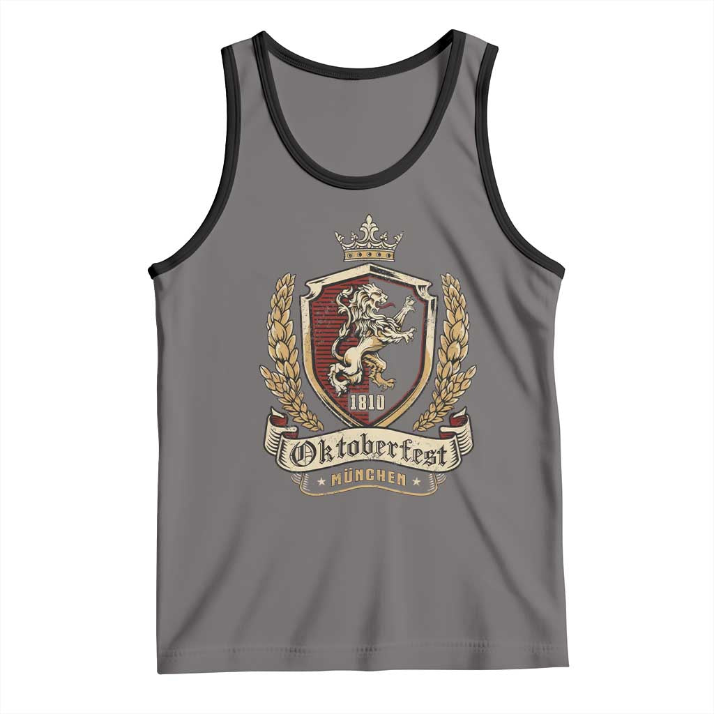 Oktoberfest Munchen Lion Crest Tank Top Classic Bavarian Festival TS02 Deep Heather Black Print Your Wear