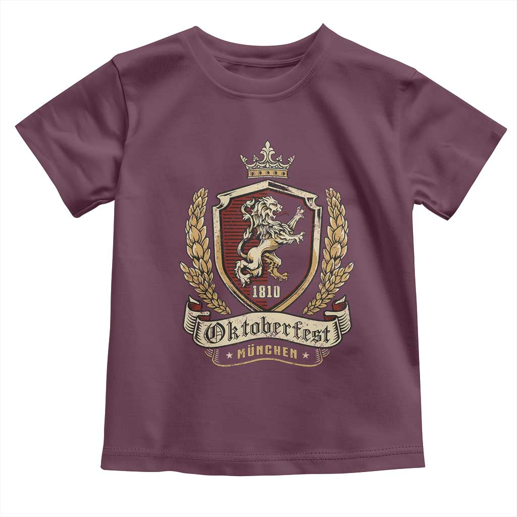 Oktoberfest Munchen Lion Crest Toddler T Shirt Classic Bavarian Festival TS02 Maroon Print Your Wear