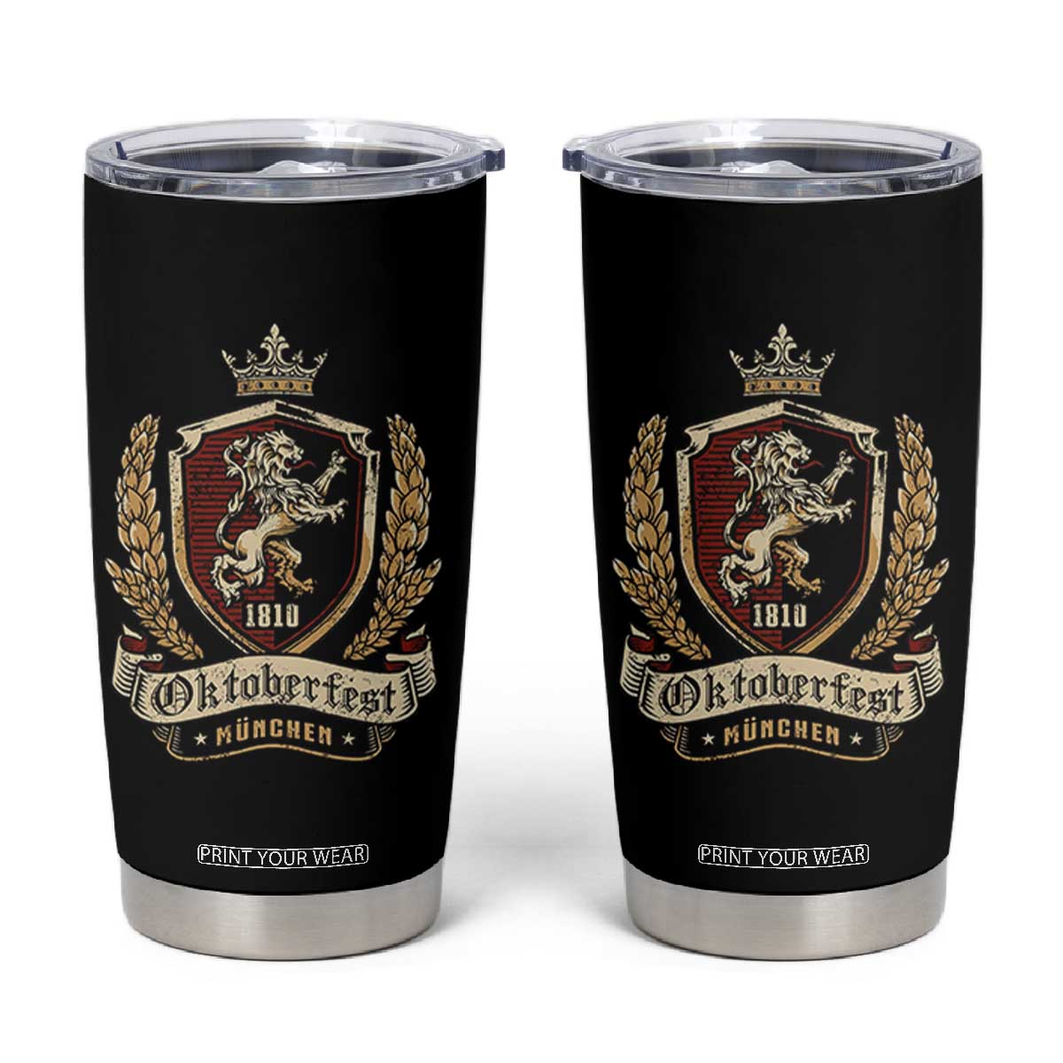 Oktoberfest Munchen Lion Crest Tumbler Cup Classic Bavarian Festival TS02 Black Print Your Wear